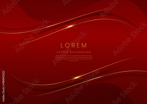 Abstract 3d red elegant curve template luxury background with space for text.