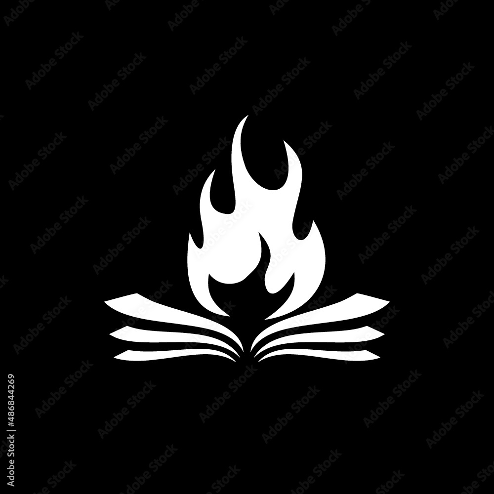 Bonfire Fire Flame Book icon isolated on dark background Bonfire Fire Flame Book icon isolated on dark background