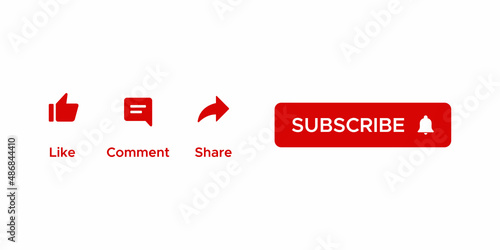 Like, Comment, Share and Subscribe Button. Icon Set for Promote Channel Subscriptions