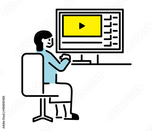 動画サイトを見る人のイラスト