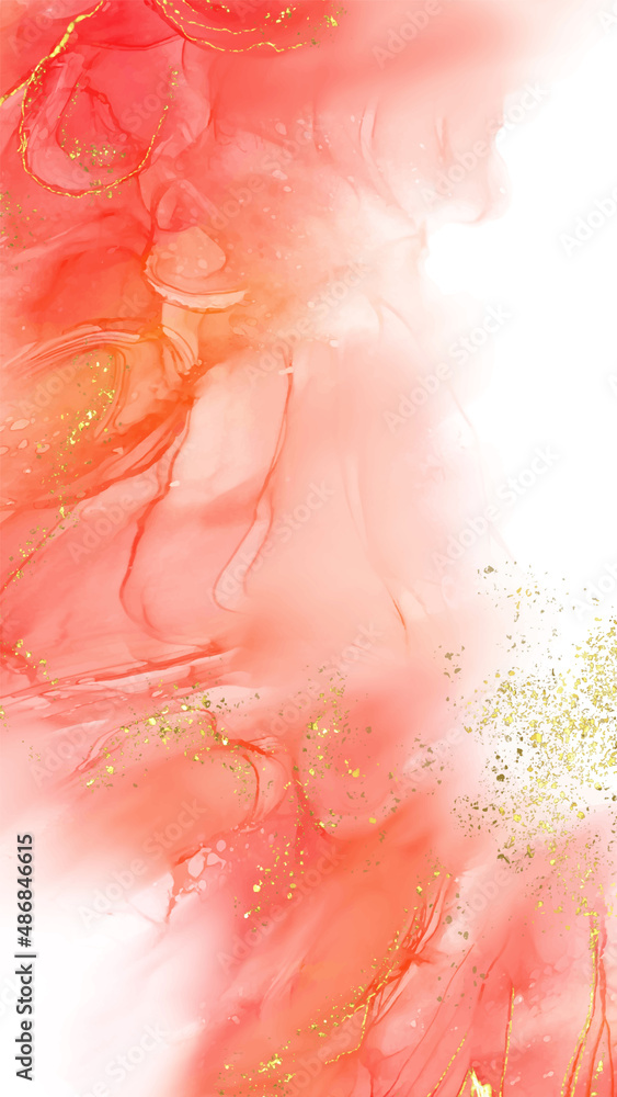 Fototapeta premium Vector coral banner. Hand drawn abstract paint brush stroke.