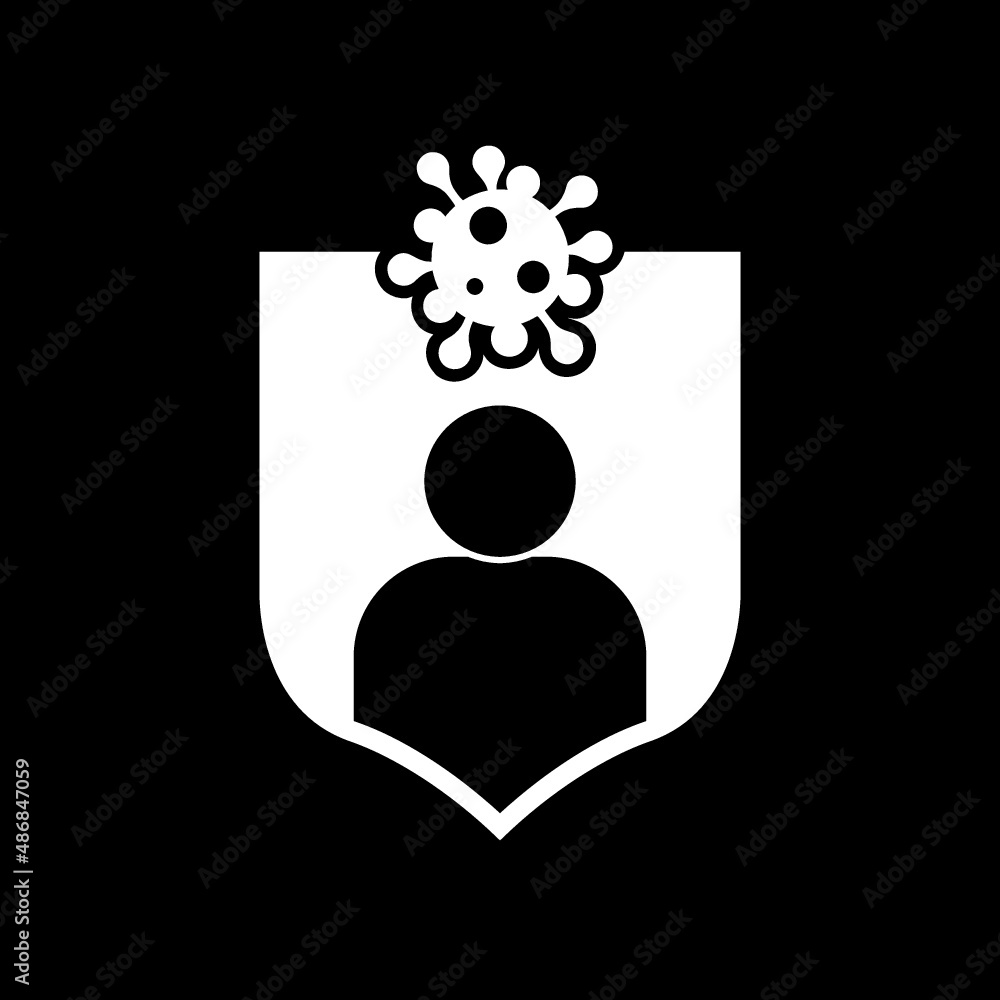 Shield protecting from virus icon isolated on dark background Shield protecting from virus icon isolated on dark background
