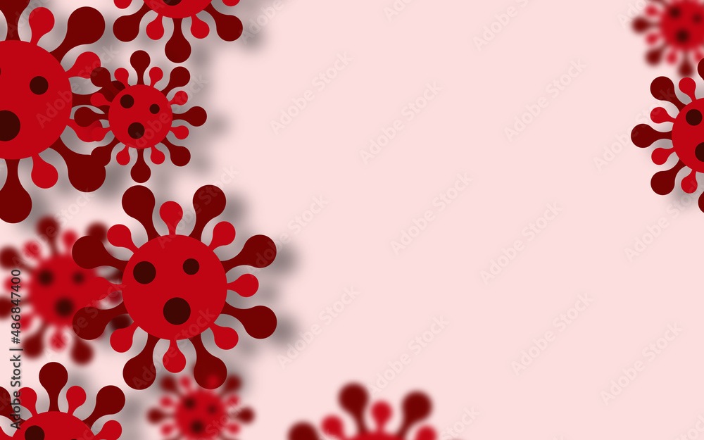 Viruses of different strains fly in the air in paper cut style on a pink background with copy space. Coronavirus (COVID-19).