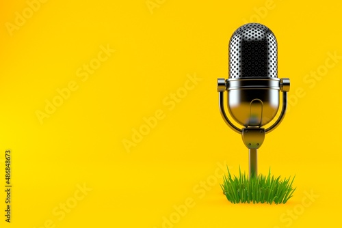 Radio microphone on grass