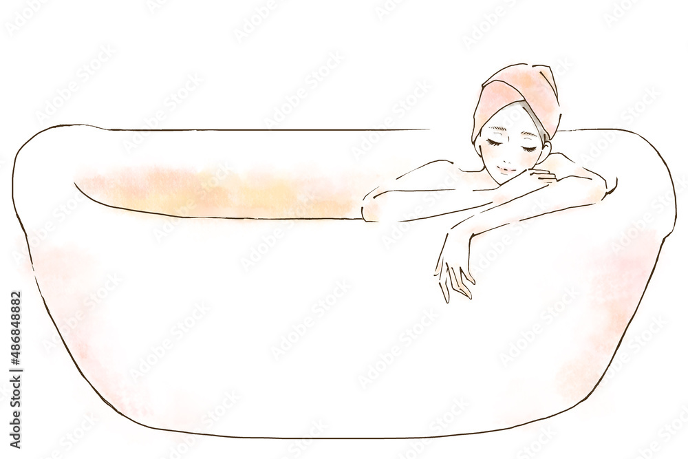 入浴剤を入れた湯船に浸かる女性 バスタイム