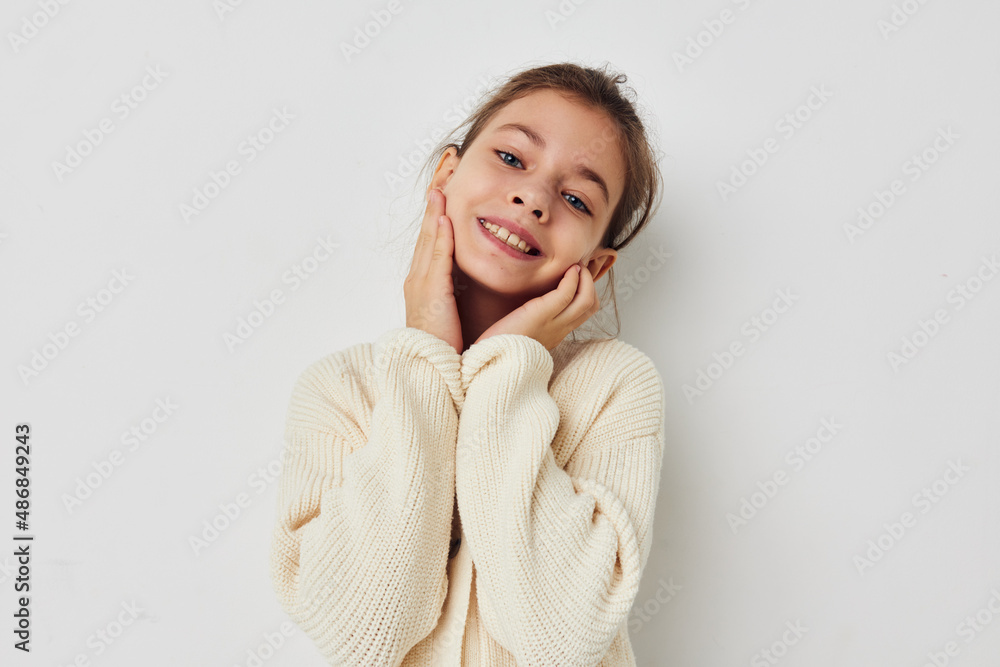 little girl emotion fun cropped view isolated background little girl emotion fun cropped view isolated background