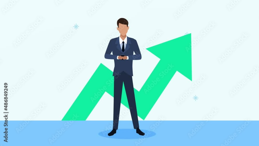 elegant businessman with arrow up elegant businessman with arrow up