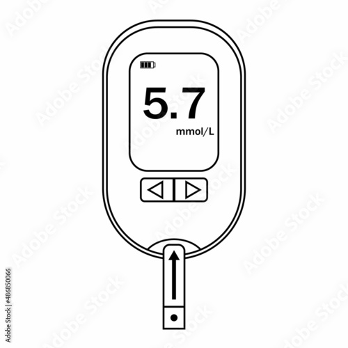 Blood glucose measuring device black contour isolated vector illustration