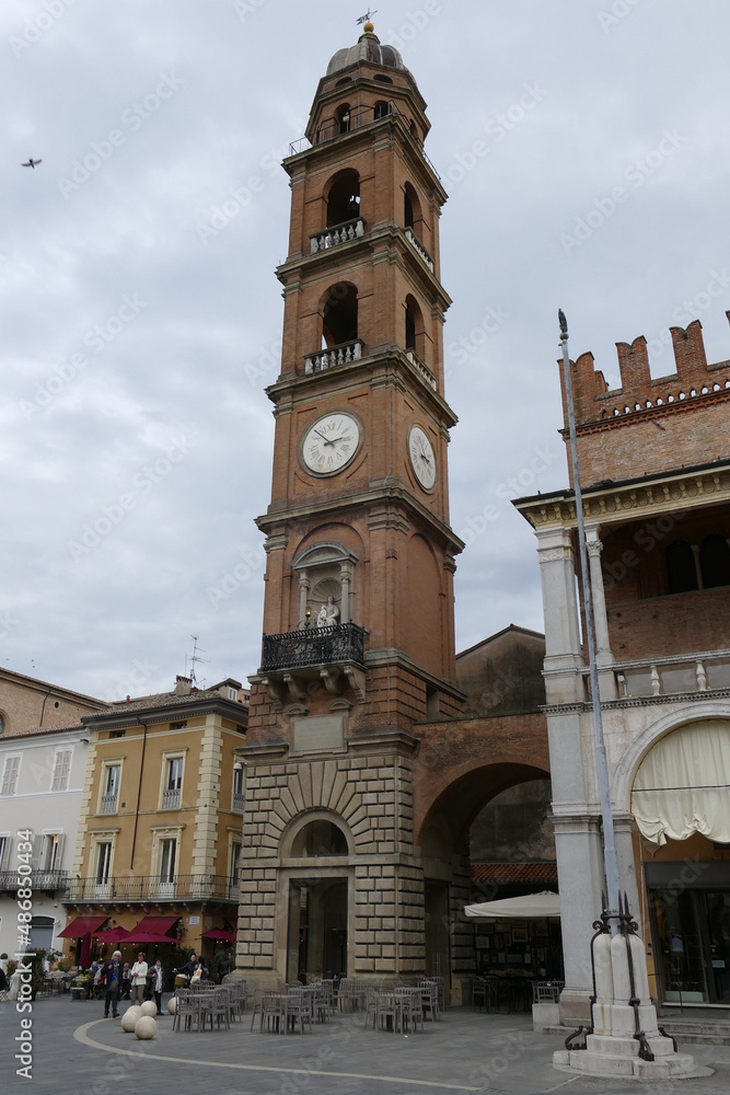 the Clock Tower in Faenza  located in the square at the intersection between the main ancient Roman roads