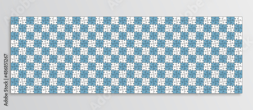 Puzzle pieces set. Jigsaw grid. Thinking mosaic game with 1200 details. Simple background with separate shapes. Laser cut frame. Bussines banner. Vector illustration.