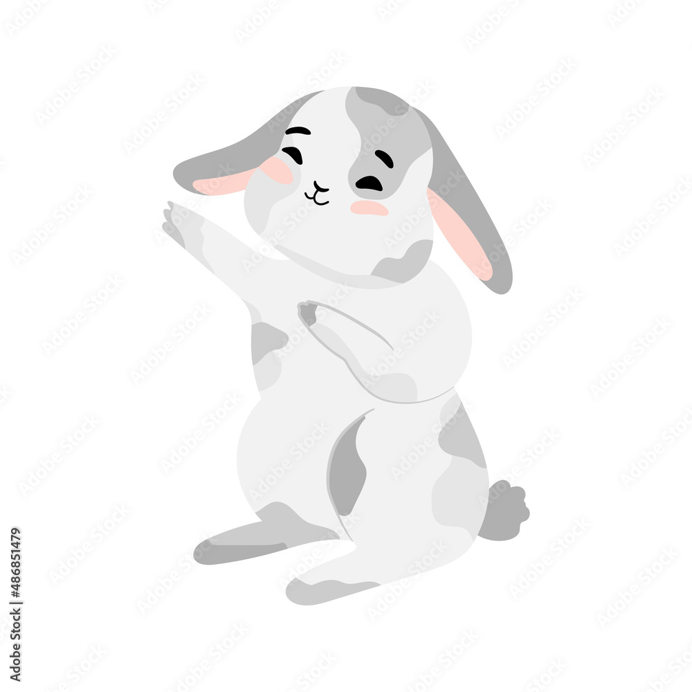 Cute Bunny isolated vector Illustration. Happy Easter design. Grey rabbit in cartoon style for baby t-shirt print, fashion print design, kids wear, baby shower celebration greeting and invitation card Cute Bunny isolated vector Illustration. Happy Easter design. Grey rabbit in cartoon style for baby t-shirt print, fashion print design, kids wear, baby shower celebration greeting and invitation card