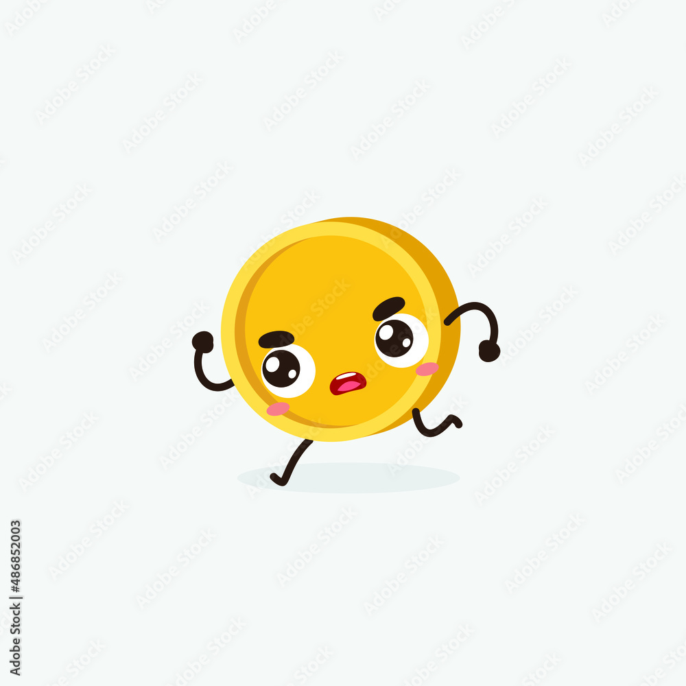 Cute coin cartoon. Coin character Cute coin cartoon. Coin character