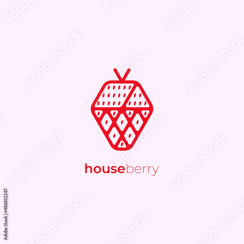 Simple and modern logo design. House and strawberry vector logo for your business