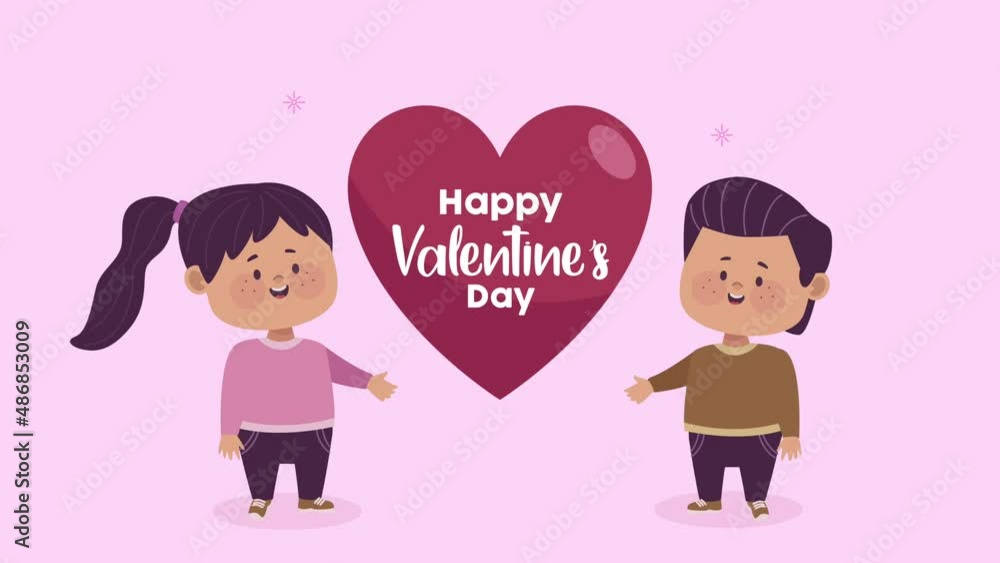 happy valentines day animation with little lovers happy valentines day animation with little lovers