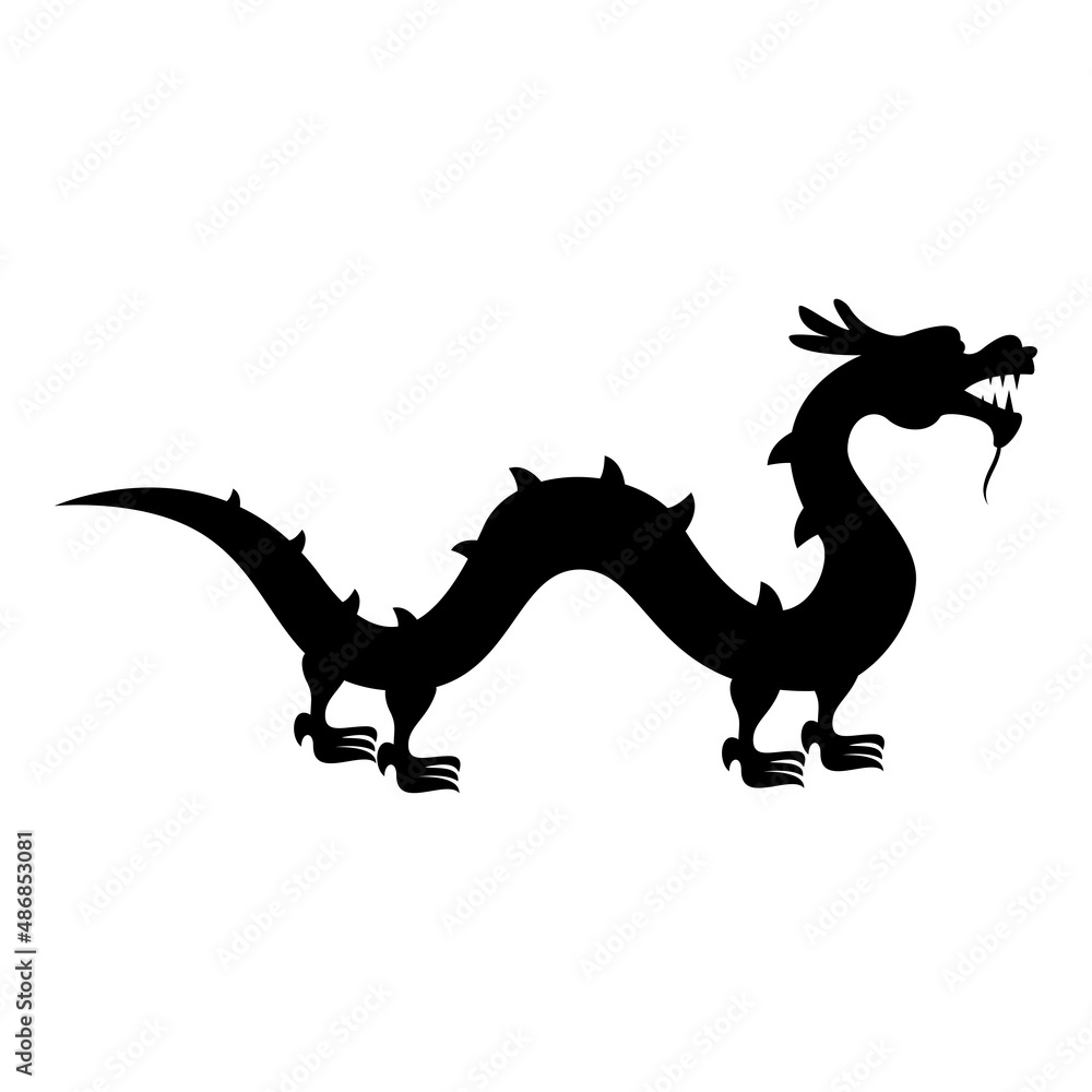 Chinese dragon icon black color vector illustration image flat style