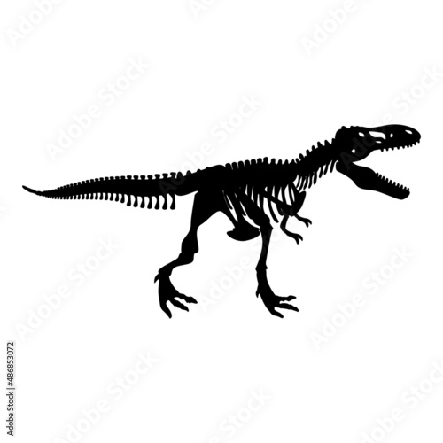 Dinosaur skeleton tyrannosaurus rex bones silhouettes icon black color vector illustration image flat style © Serhii