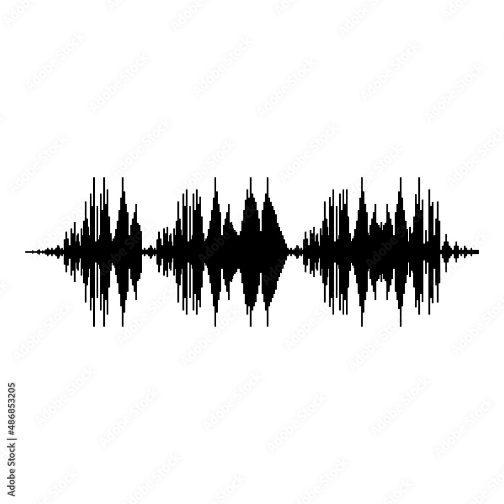 Radio wave wireless Pulse audio music icon black color vector illustration image flat style
