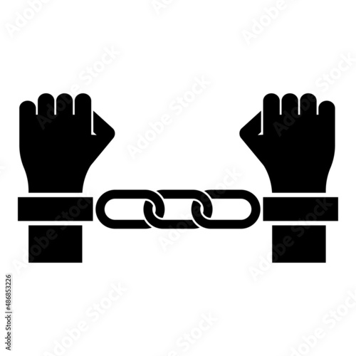 Hands in handcuffs Criminal concept Arrested punishment Bondage convict icon black color vector illustration image flat style