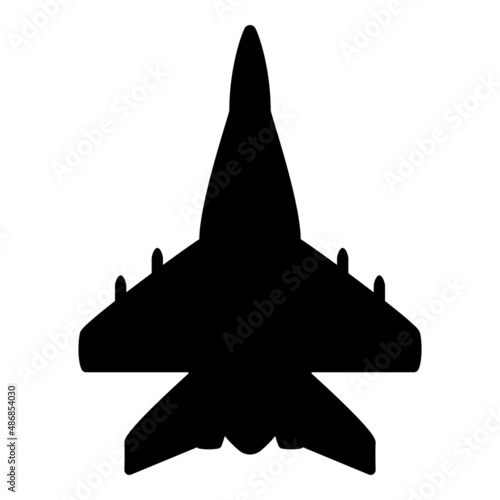 Jet plane fighter reactive pursuit military icon black color vector illustration image flat style