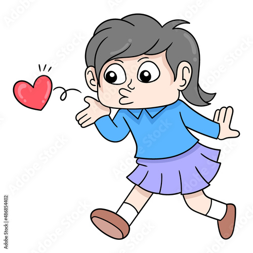 beautiful girl is in love valentine celebration, doodle icon image kawaii