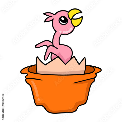 the baby eagle is in the nest, doodle icon image kawaii