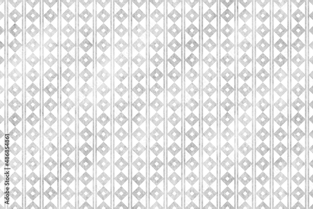 釘抜繋ぎの和柄背景素材　銀色　和紙風テクスチャ　上品　白　幾何学的　日本の伝統的な柄