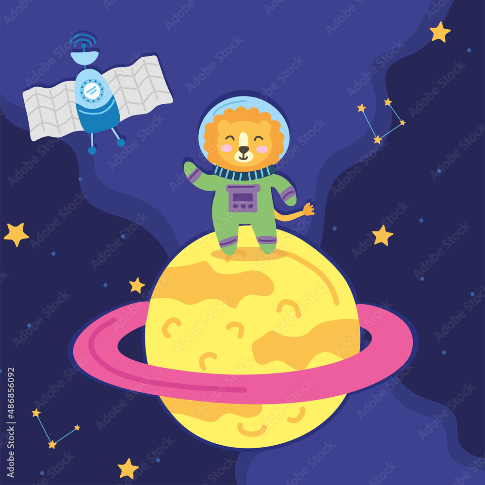 Fototapeta premium astronaut lion on planet