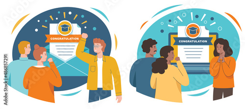 A college acceptance letter flat vector illustration