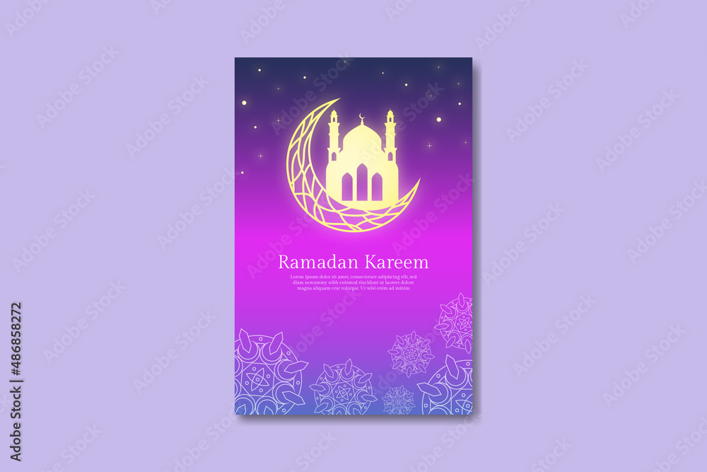 Gradient ramadan kareem vertical poster template