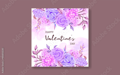 Lovely valentine s day card template with floral bouquet