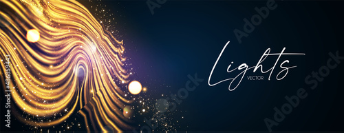 Motion striped light effect with fluid color. Abstract shining wave background. Magic screen design