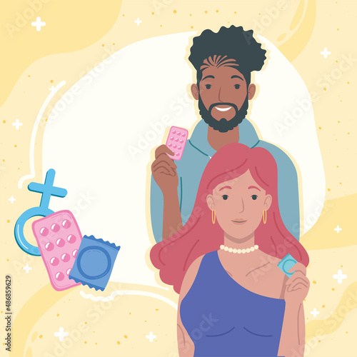 interracial couple with sexual icons