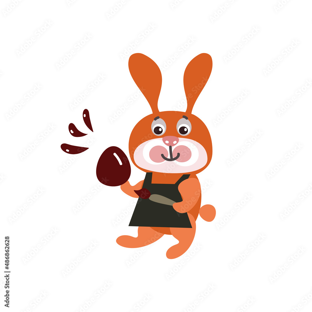 Obraz premium Happy Easter bunny cartoon design elements set.