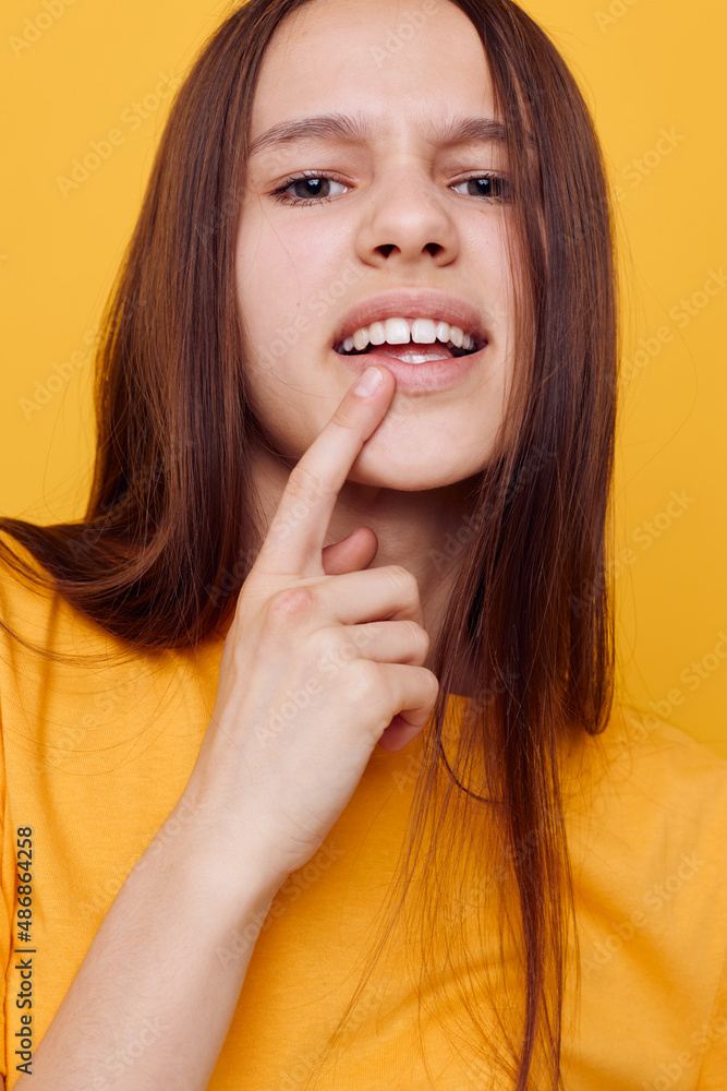 young woman posing fashion Youth style casual wear isolated background young woman posing fashion Youth style casual wear isolated background