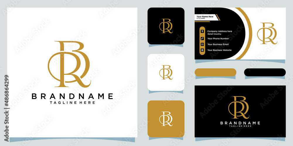 Alphabet letters Initials Monogram logo BR or RB with business card ...