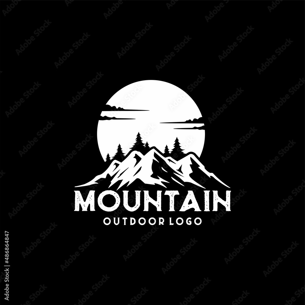 Mountain and outdoor adventure illustration logo vector	