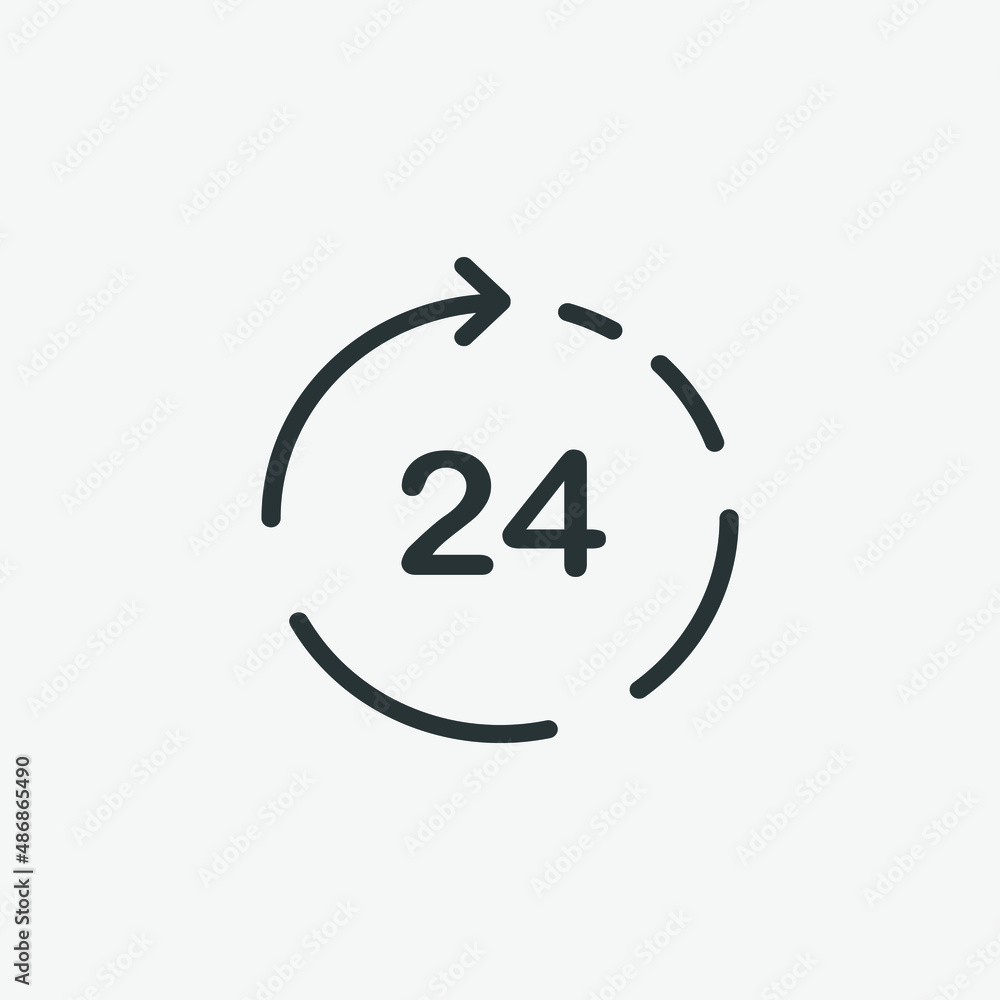 24 hours, hour, time, clock, call icon vector isolated 24 hours, hour, time, clock, call icon vector isolated