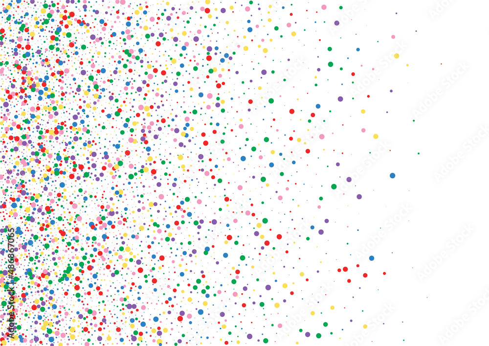 Multicolored Dot Isolated Background. Confetti Sparkle Texture. Blue Vector Circle. Red Cartoon Round Illustration.