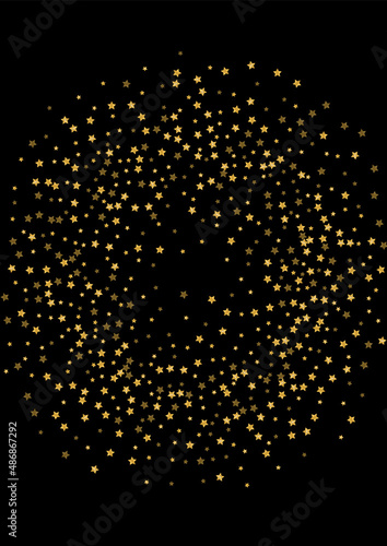 Gradient Greeting Confetti Background. Explosion Glitter Texture. Gold Spark Template Illustration. Metal Star Pattern. Golden Happy Design