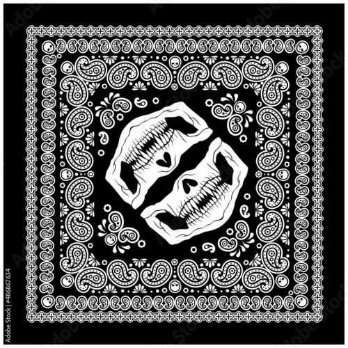 bandana with skull mask and paisley