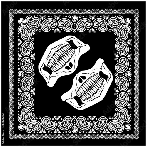 bandana with skull mask and paisley