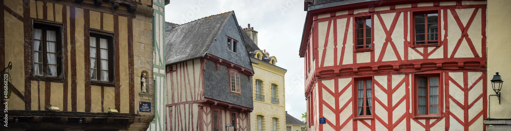 view of the city center of Vannes and its half-timbered houses