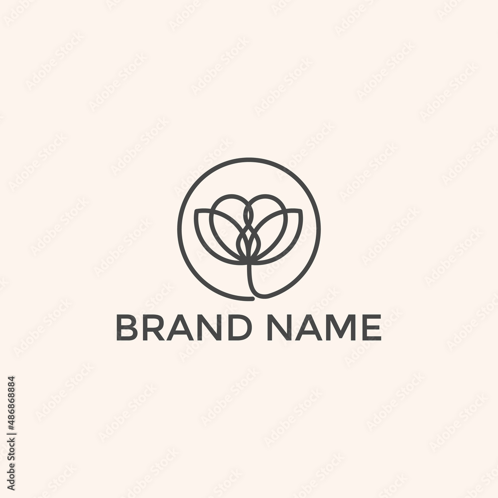 Simple leaf logo is a linear floral style vector design. - Vector Simple leaf logo is a linear floral style vector design. - Vector