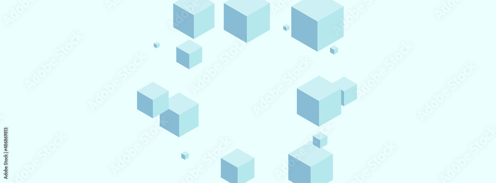 White Polygon Background Blue Vector. Square Structure Card. Gray Cubic Flow Texture. Set Design. Sky Blue Blank Cube.