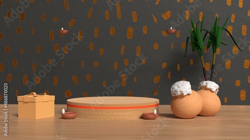 pongal product display 3d render photo