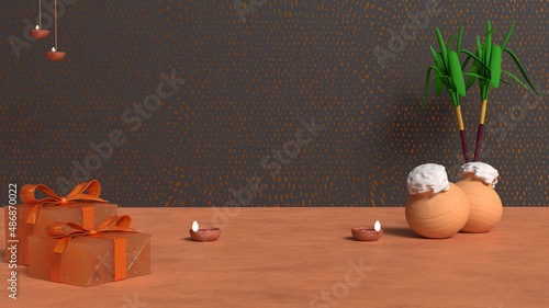 pongal product display 3d render photo