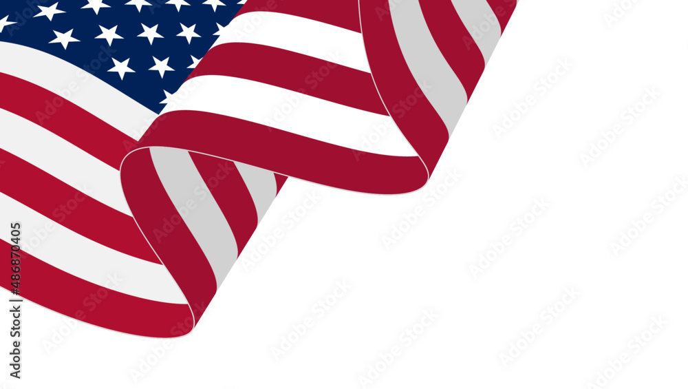Fototapeta premium The United States of America or American waving flag on the white background. Vector illustration for American or USA waving flag. Independence day American flag. Vector version.