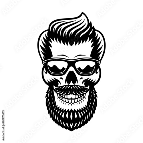 Bearded barber skull vector illustration