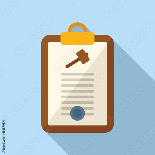 Auction clipboard icon flat vector. Judge process