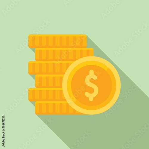 Auction coin stack icon flat vector. Price sell